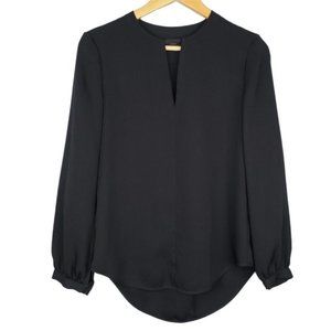 Rag & Bone Choker V-Neck Black Blouse Long Sleeve Classic Officewear Size XS